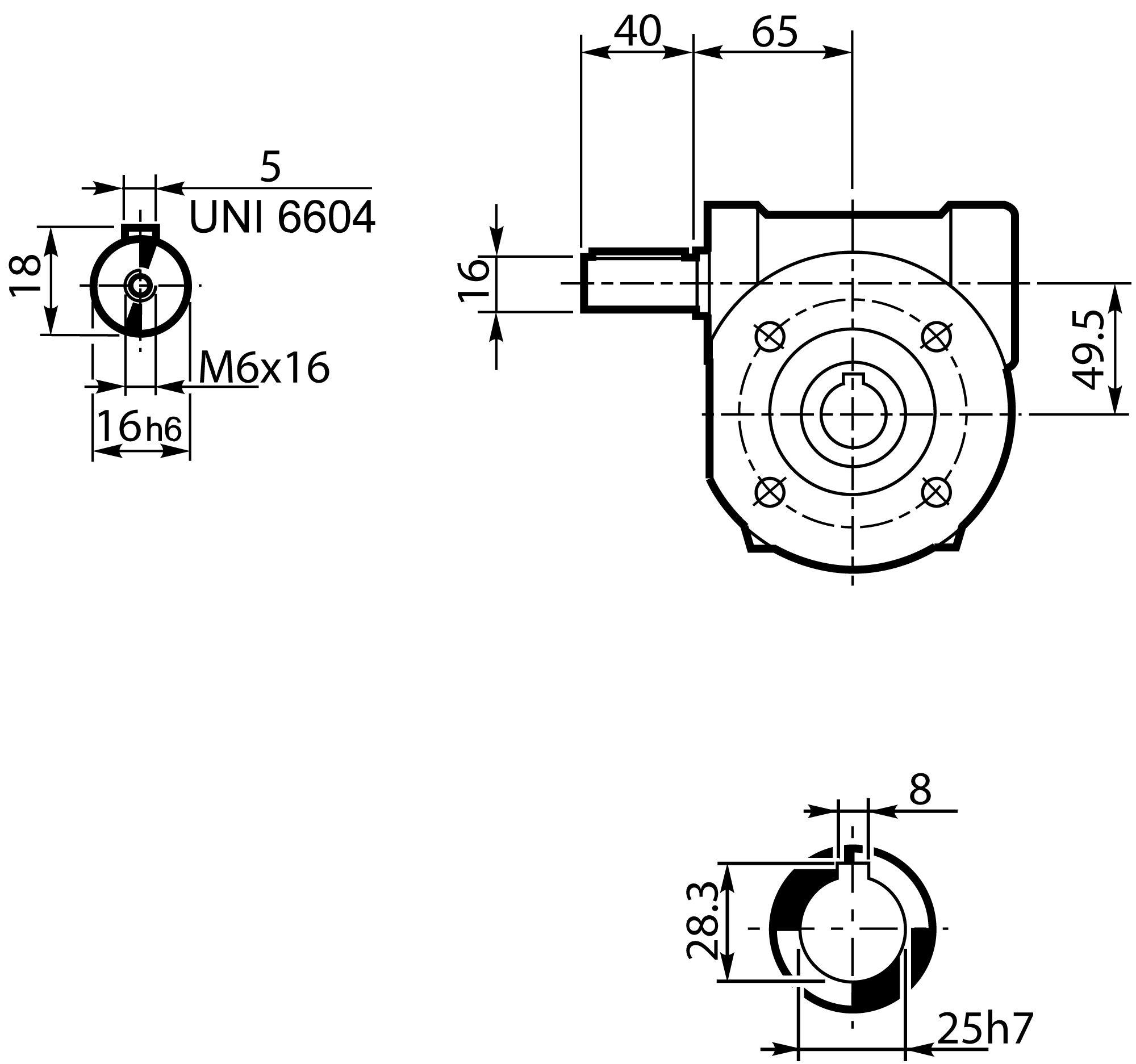 Maatschets Bonfiglioli Riduttori VF-serie wormwielkast type VF049 bouwvorm F met massief ingaande as HS