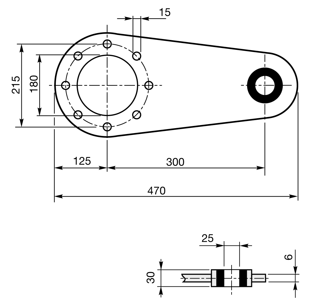 Maatschets reactie arm voor Bonfiglioli wormwielkast type VF150