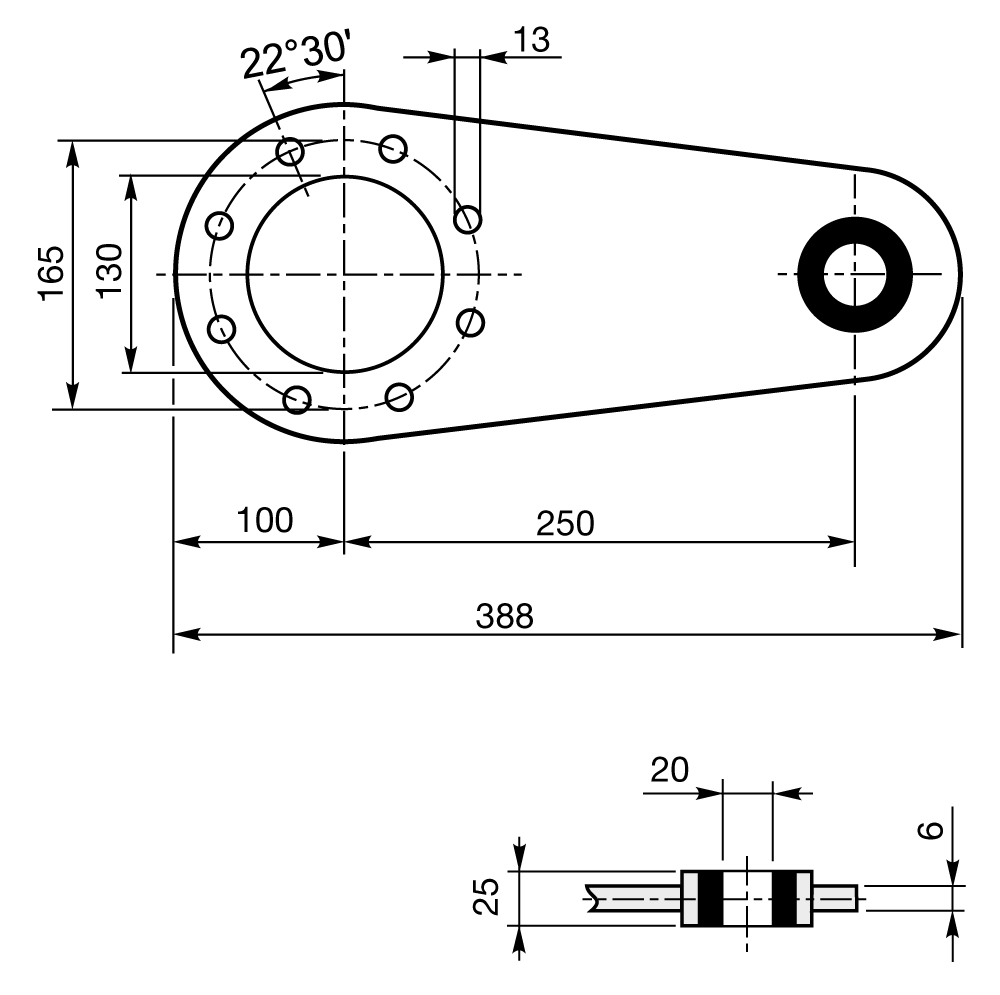 Maatschets reactiearm voor Bonfiglioli wormwielkast type W110