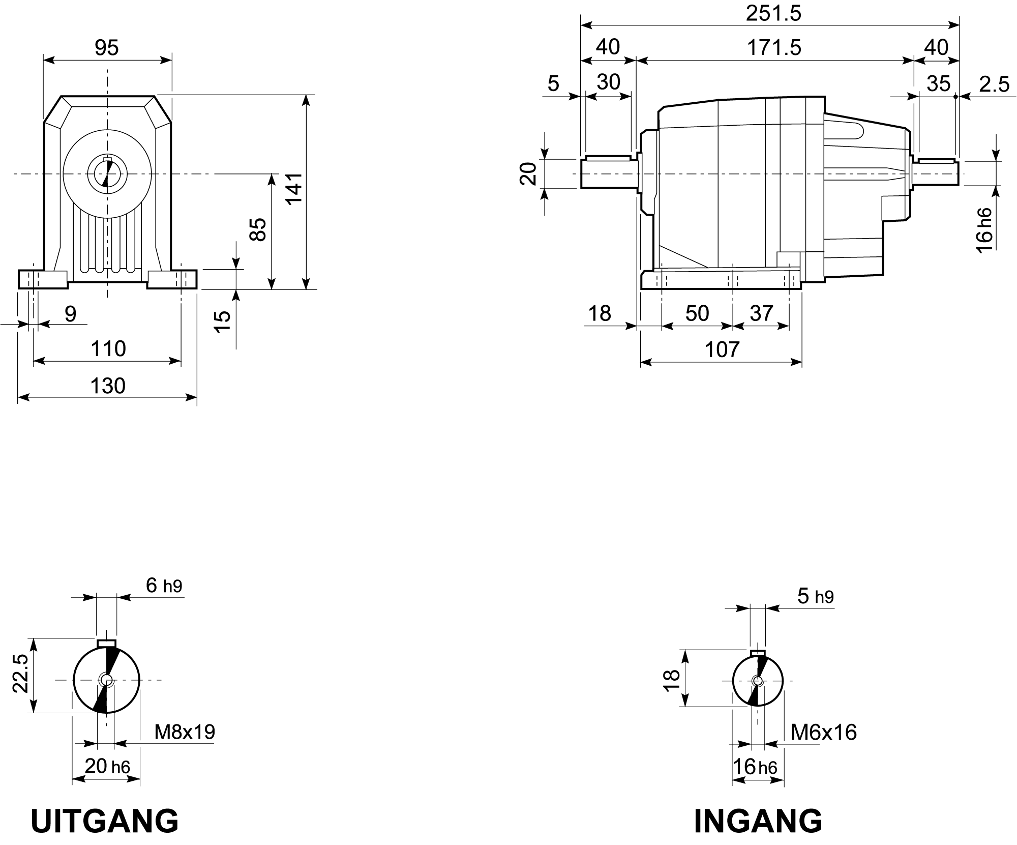 Maatschets Bonfiglioli Riduttori C-serie coaxiale tandwielkast type C0122 bouwvorm P met massief ingaande as HS