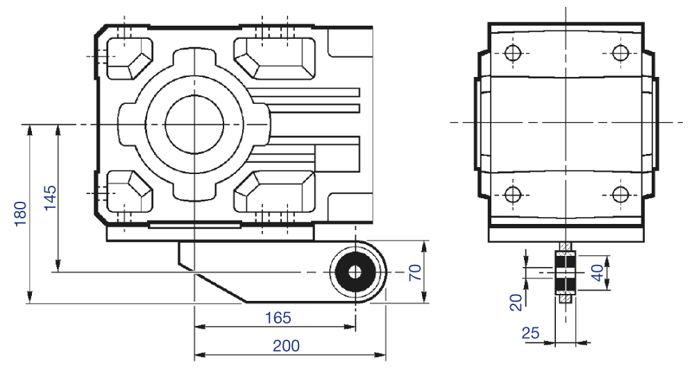 Maatschets reactie arm voor Bonfiglioli kegeltandwielreductor type A35