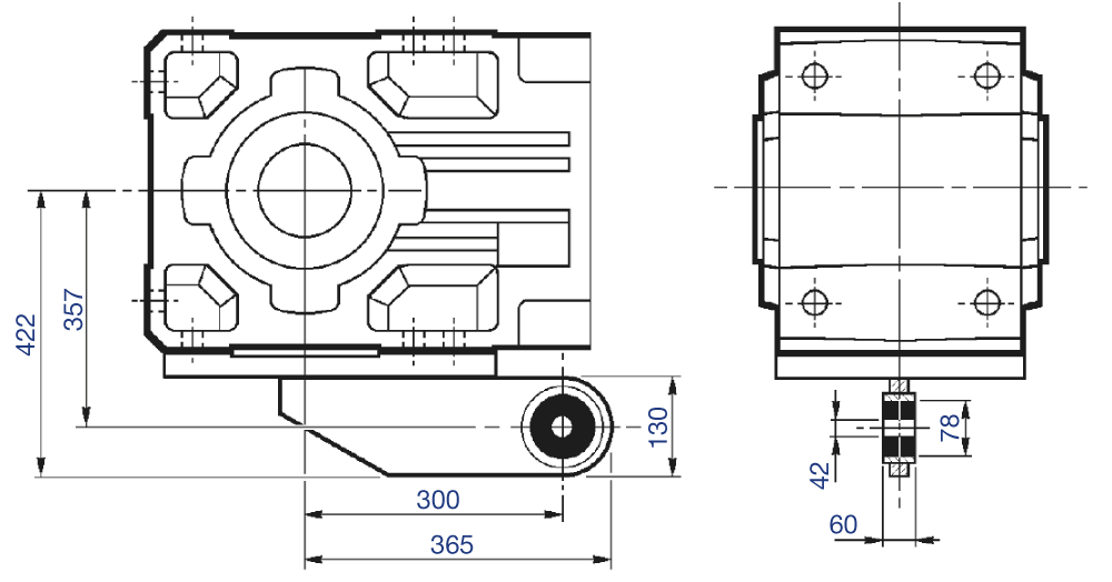 Maatschets reactie arm voor Bonfiglioli kegeltandwielreductor type A80