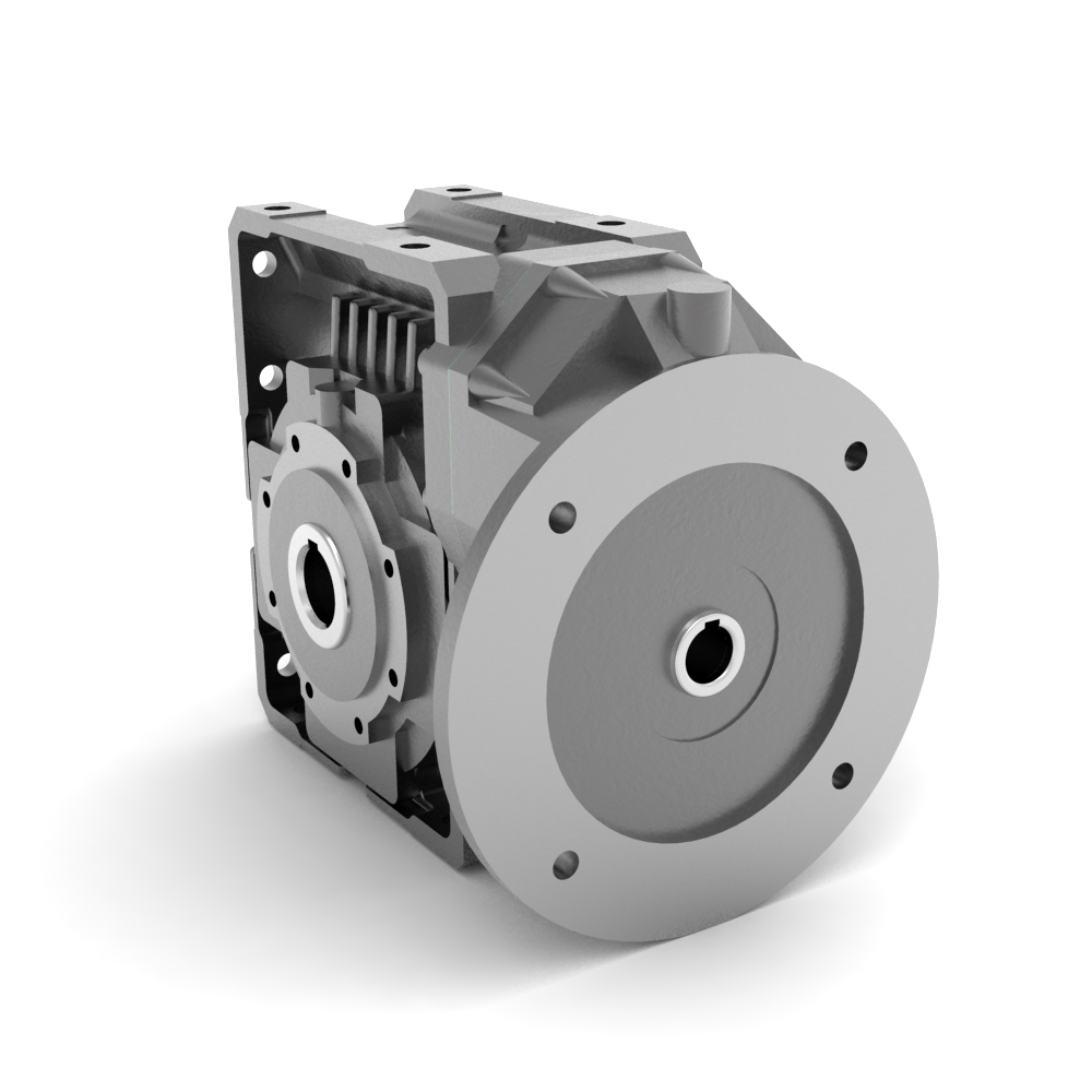 Bonfiglioli Riduttori W-serie gecombineerde wormwielkast bouwvorm U met aangebouwde draaistroommotor schuin achter aanzicht