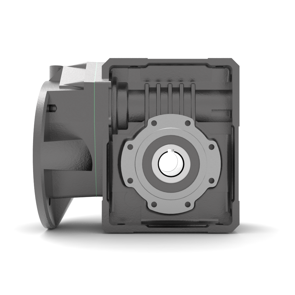 Bonfiglioli Riduttori W-serie gecombineerde wormwielkast bouwvorm U met aangebouwde draaistroommotor achter aanzicht