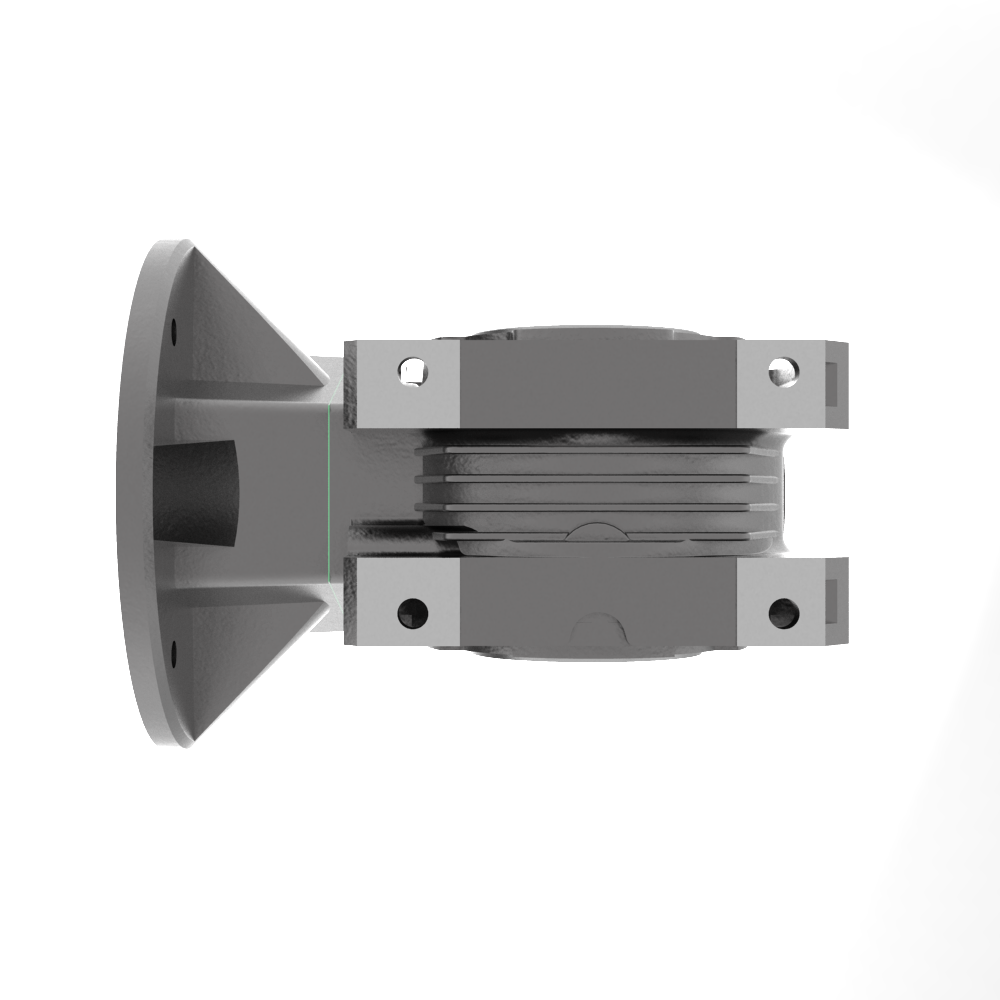 Bonfiglioli Riduttori W-serie gecombineerde wormwielkast bouwvorm U met aangebouwde draaistroommotor onder aanzicht