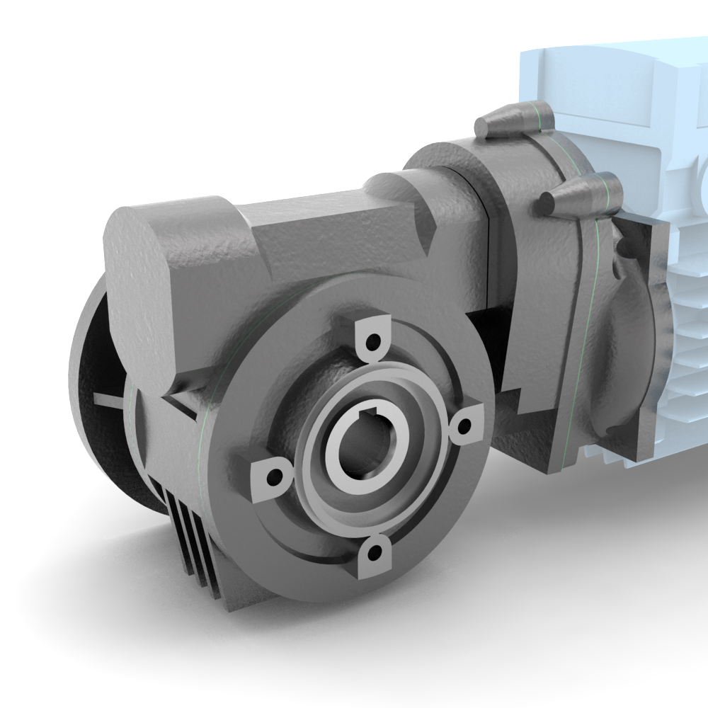 Bonfiglioli Riduttori VF-serie gecombineerde wormwielkast bouwvorm F met aangebouwde draaistroommotor schuin voor aanzicht