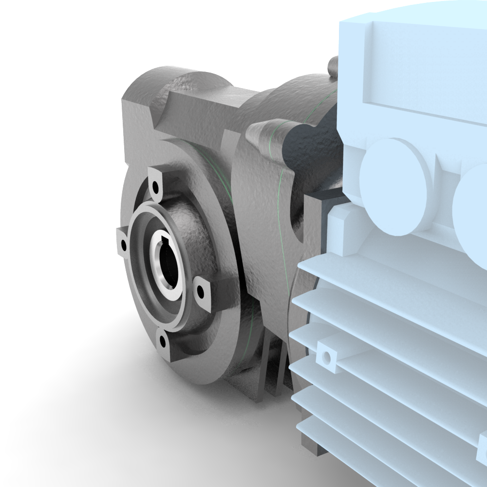 Bonfiglioli Riduttori VF-serie gecombineerde wormwielkast bouwvorm F met aangebouwde draaistroommotor schuin achter aanzicht