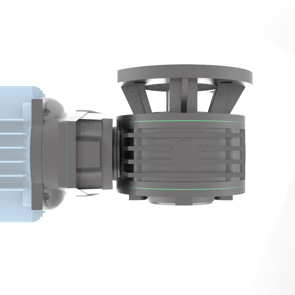 Bonfiglioli Riduttori VF-serie gecombineerde wormwielkast bouwvorm F met aangebouwde draaistroommotor onder aanzicht