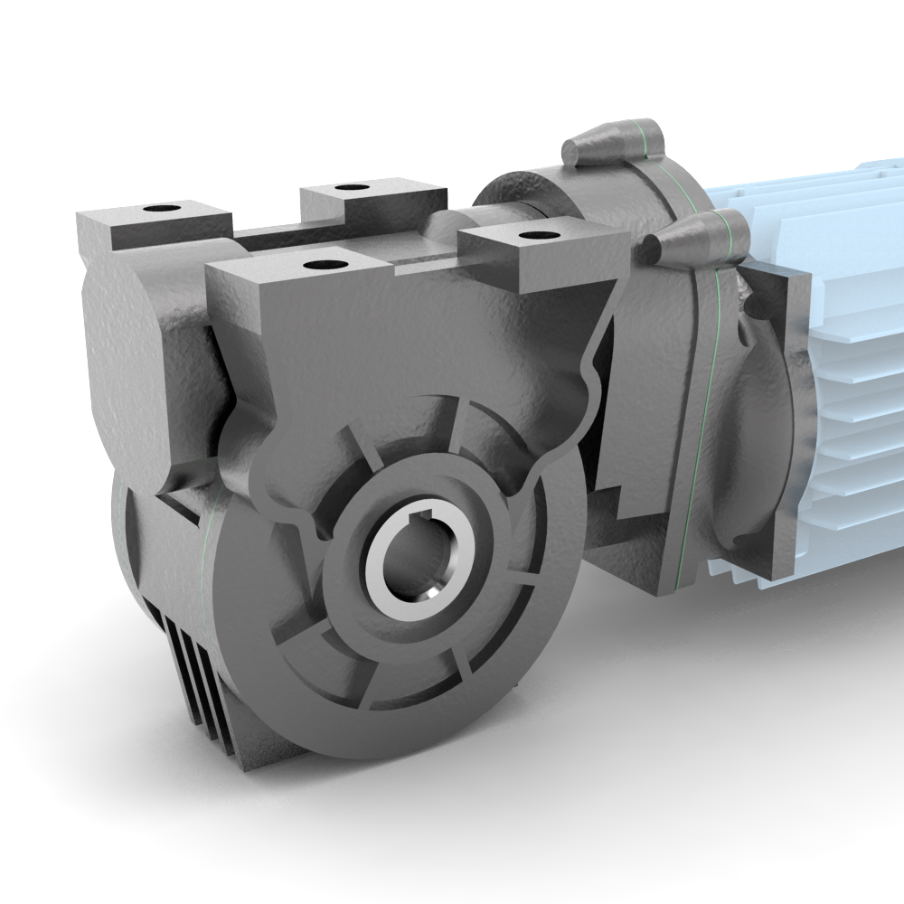 Bonfiglioli Riduttori VF-serie gecombineerde wormwielkast bouwvorm N met aangebouwde draaistroommotor schuin voor aanzicht