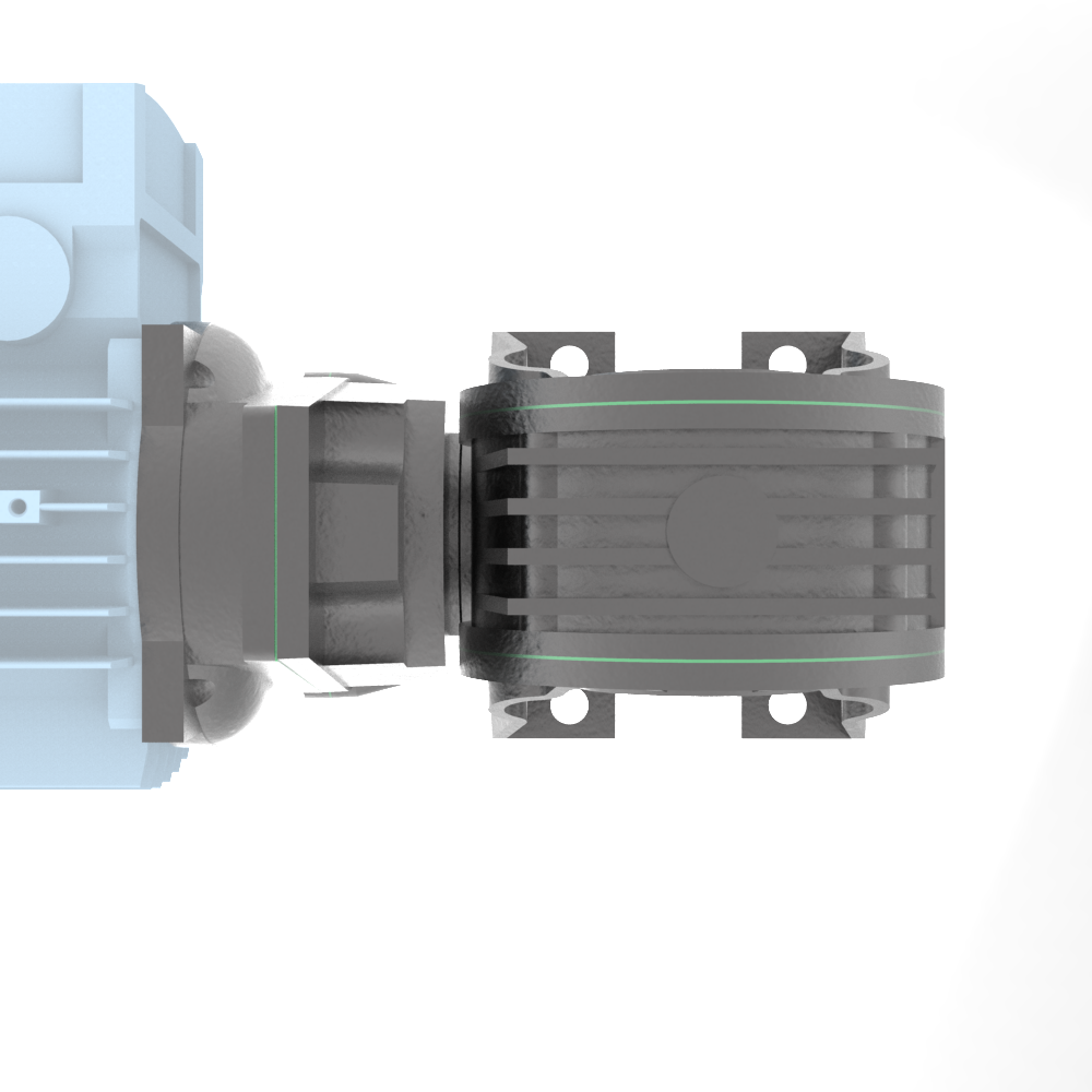 Bonfiglioli Riduttori VF-serie gecombineerde wormwielkast bouwvorm N met aangebouwde draaistroommotor onder aanzicht