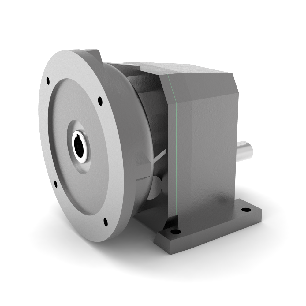 Bonfiglioli Riduttori S-series helical gearbox with Pfeet mounting and P motor flange angled front view