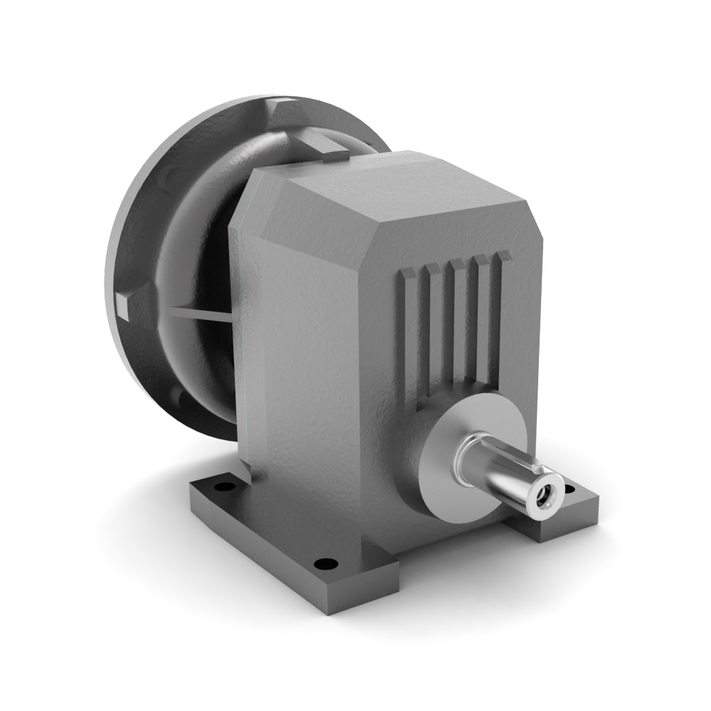 Bonfiglioli Riduttori S-series helical gearbox with Pfeet mounting and P motor flange angled rear view