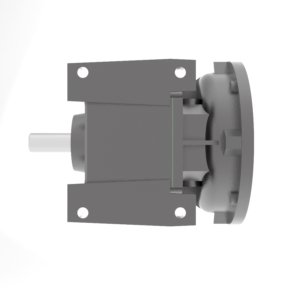 Bonfiglioli Riduttori S-series helical gearbox with Pfeet mounting and P motor flange bottom view