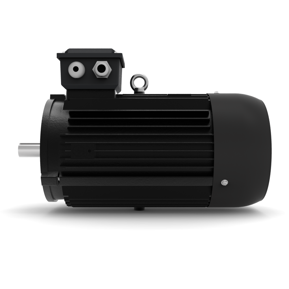 ELSTO YE3-serie gietijzeren draaistroommotor IE3 bouwvorm B14b rechter aanzicht