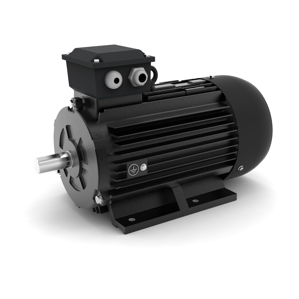 ELSTO YE3-serie gietijzeren draaistroommotor IE3 bouwvorm B3 schuin voor aanzicht