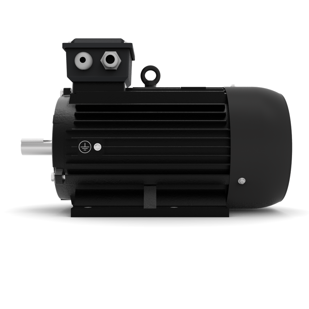 ELSTO YE3-serie gietijzeren draaistroommotor IE3 bouwvorm B3 rechter aanzicht