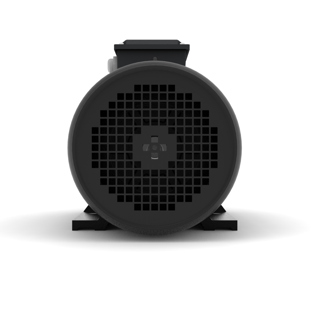 ELSTO YE3-serie gietijzeren draaistroommotor IE3 bouwvorm B3 achter aanzicht