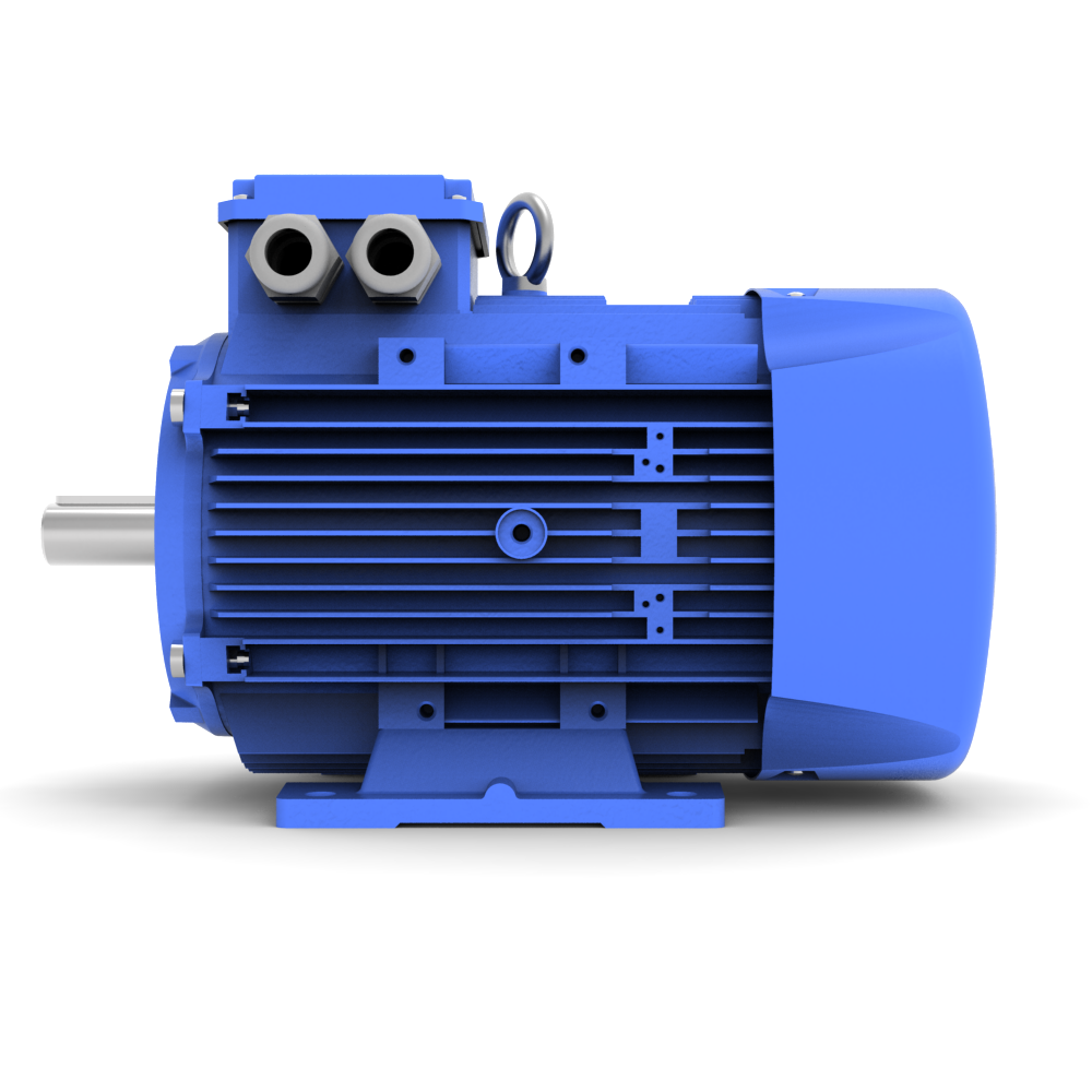 ELSTO Q3E-serie aluminium draaistroommotor IE3 bouwvorm B3 rechter aanzicht