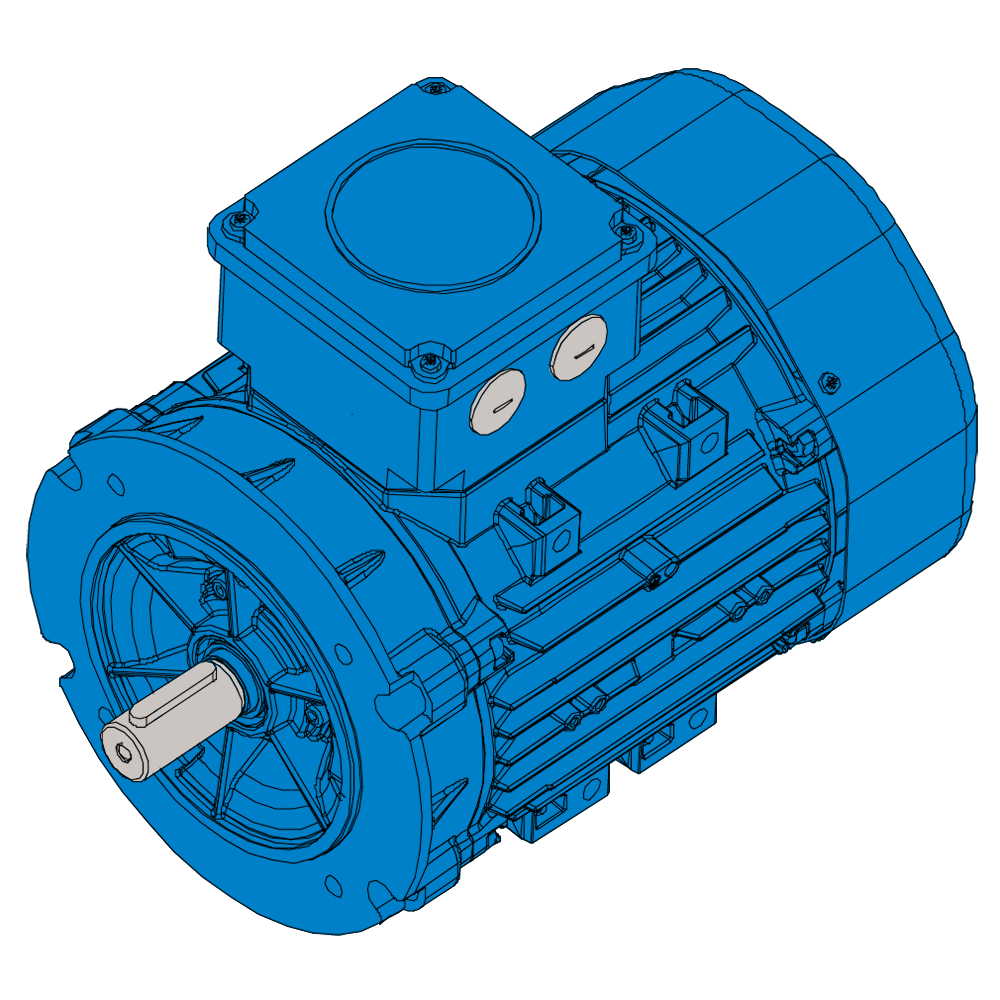 Afbeelding ELSTO aluminium draaistroommotor ExH-serie IEC 80 bouwvorm flens B14b