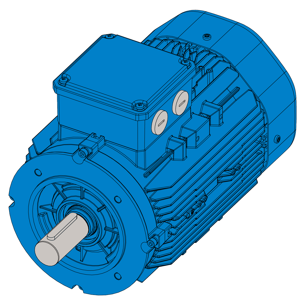 Afbeelding ELSTO aluminium draaistroommotor ExH-serie IEC 100L bouwvorm flens B14a