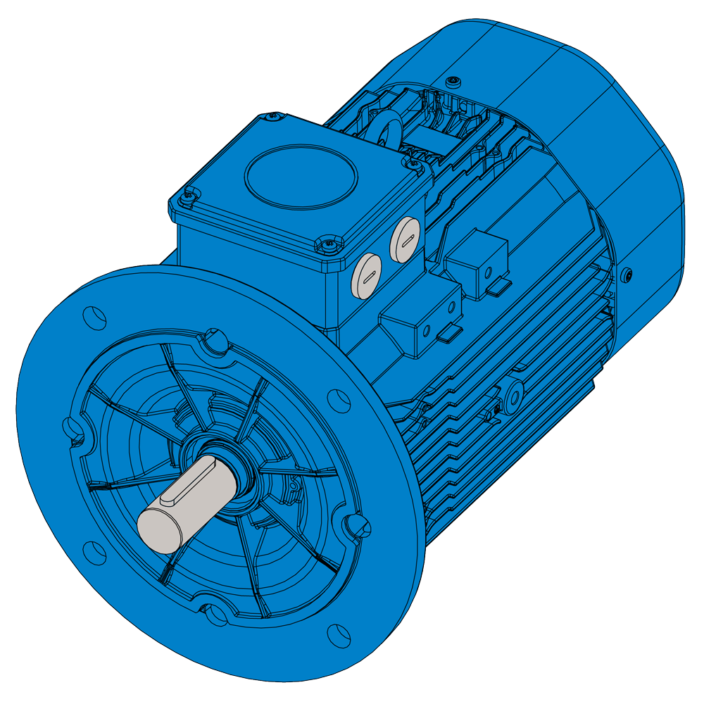 Afbeelding ELSTO aluminium draaistroommotor ExH-serie IEC 112M bouwvorm flens B15