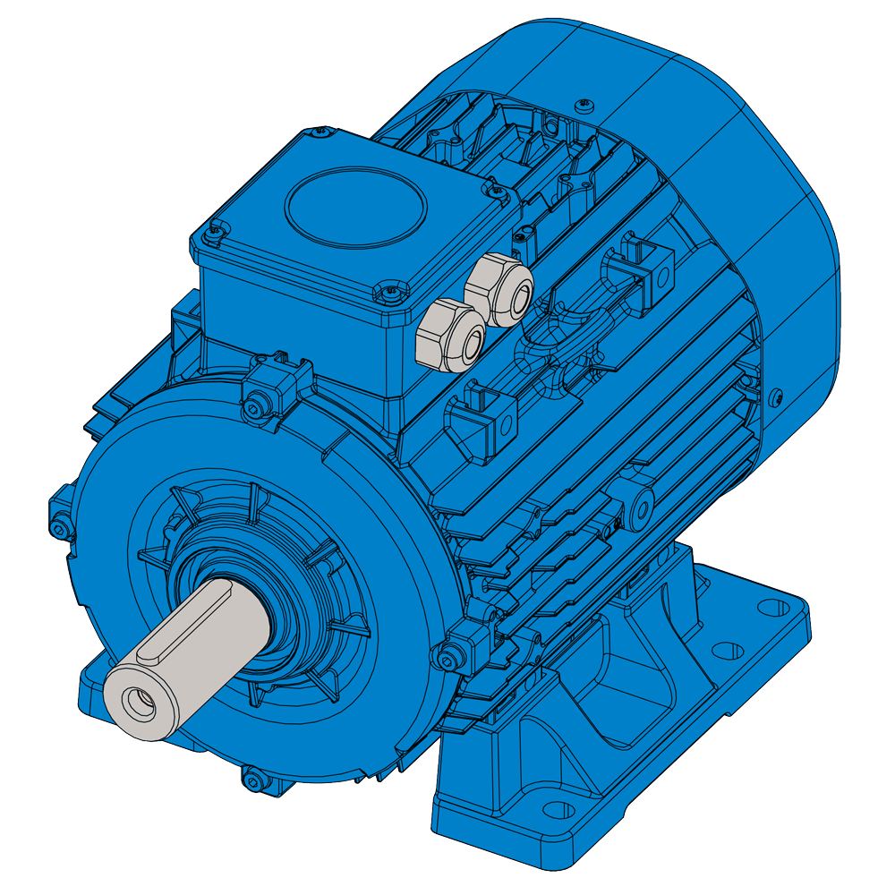 Afbeelding ELSTO aluminium draaistroommotor ExH-serie IEC 132M bouwvorm voet B3