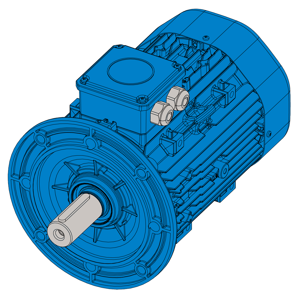 Afbeelding ELSTO aluminium draaistroommotor ExH-serie IEC 132S bouwvorm flens B14b