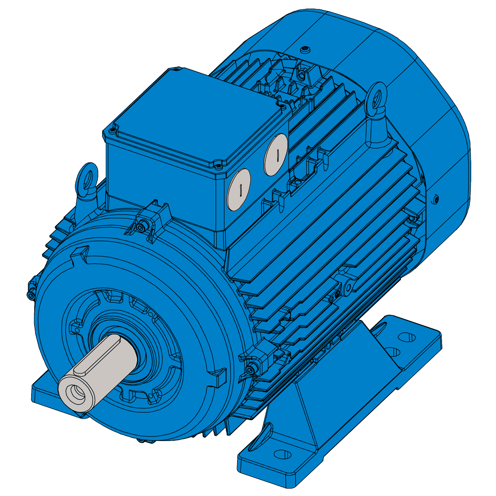 Afbeelding ELSTO aluminium draaistroommotor ExH-serie IEC 200L bouwvorm voet B3
