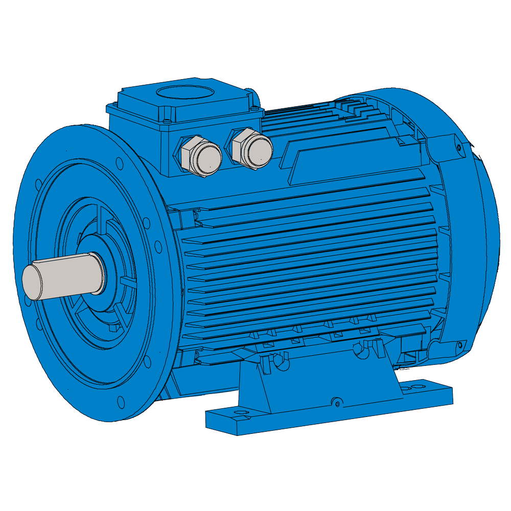 Afbeelding ELSTO aluminium draaistroommotor ExH-serie IEC 225M bouwvorm voet B3 flens B5