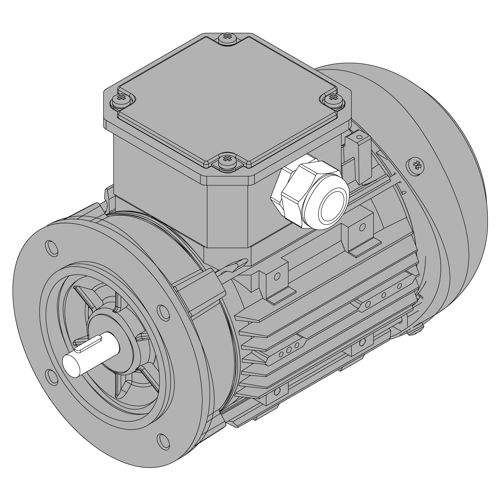 Image ELSTO aluminum three-phase motor grey E1B-series IEC 63 mounting flange B14b